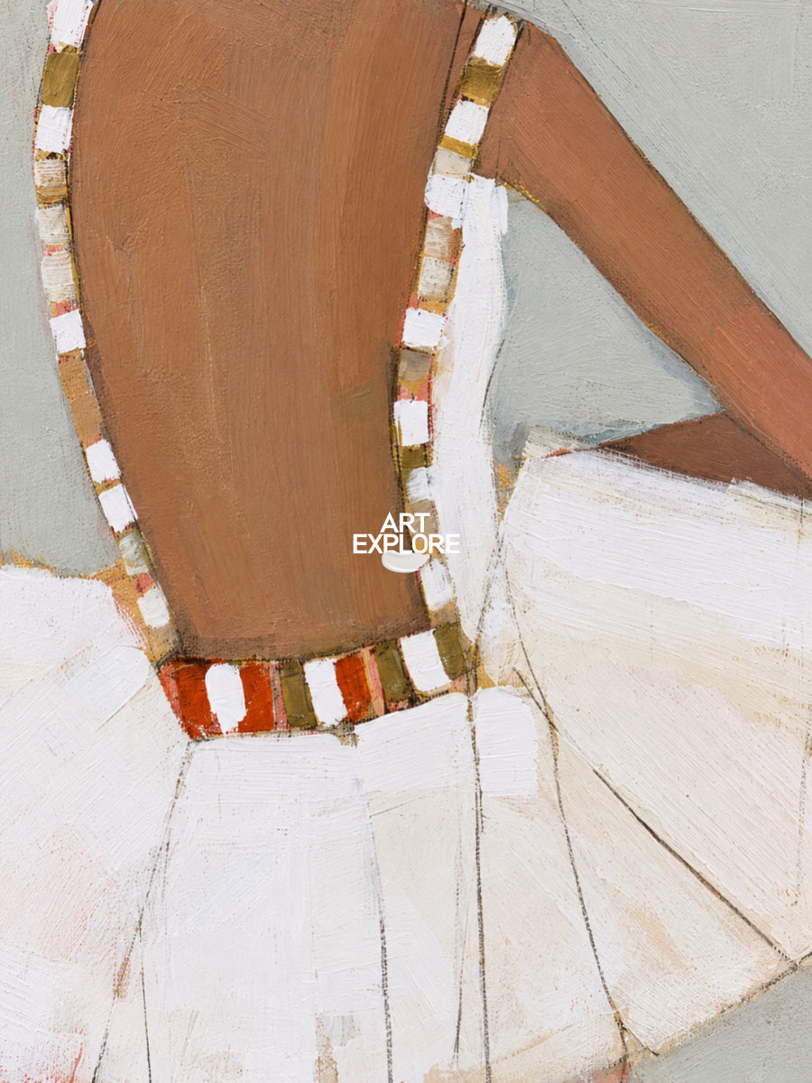 Ballerina Canvas Painting Minimalist Beige And Brown Hand-Painted Wall Art