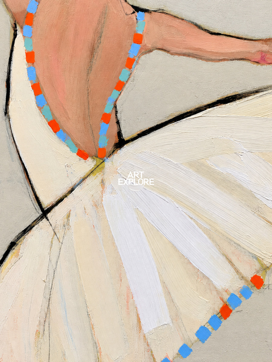 Abstract Dancer Canvas Painting Minimalist Beige And Brown Hand-Painted Wall Art