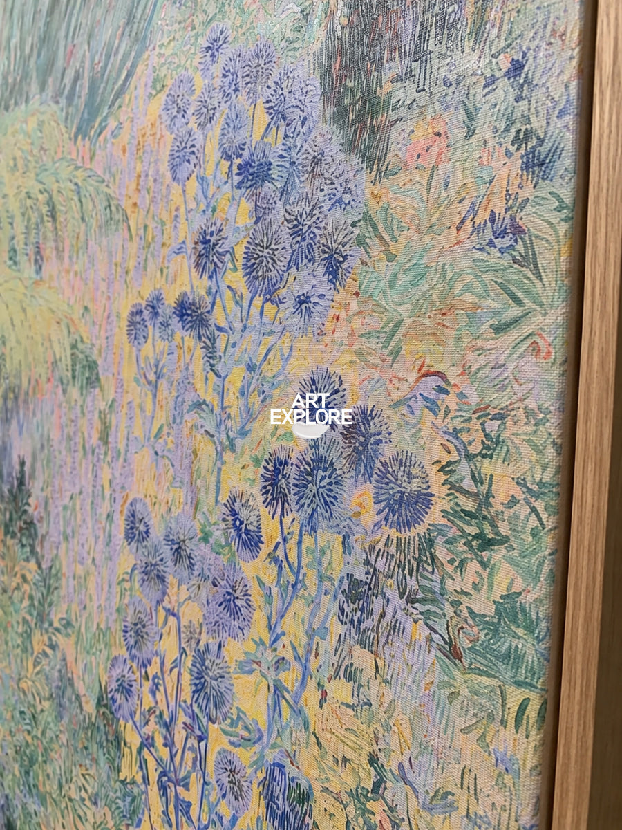 Abstract Purple Floral Canvas Painting Hand-Painted Botanical Wall Art