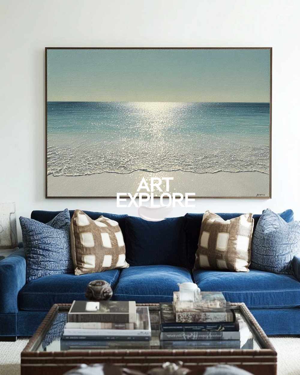 Coastal Wave Painting with Sunlight | Handmade Seascape Wall Art – ArtExplor