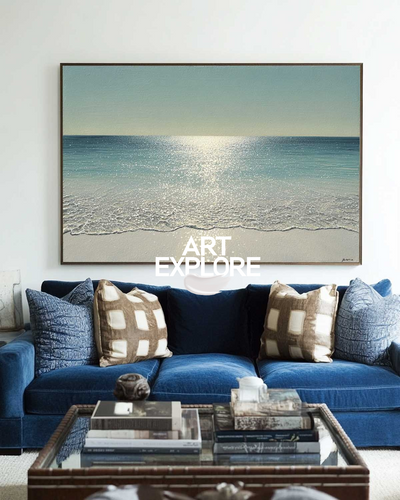 Coastal Wave Painting with Sunlight | Handmade Seascape Wall Art – ArtExplor