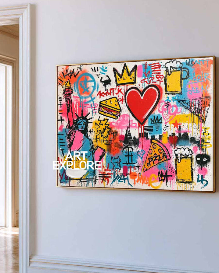 Colorful Graffiti Wall Art For Modern Living Room And Game Room