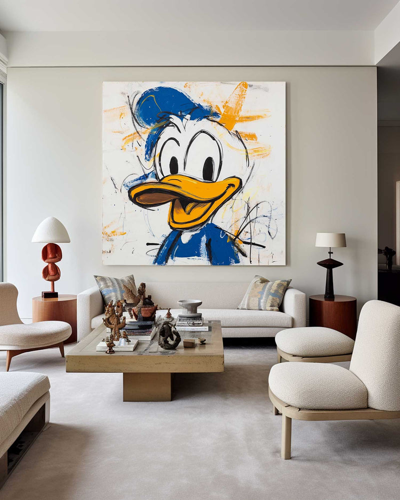Large Colorful Cartoon Graffiti Wall Art 
 Modern Texture Pop Painting Handmade Pop Painting For Sale