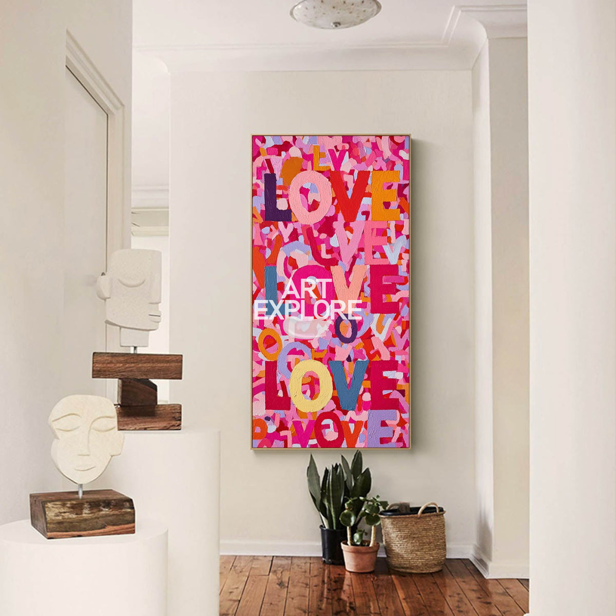 Colorful Love Typography Art - Bold Textured Canvas for Large Spaces | ArtExplore