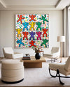 Large Colorful Pop Wall Art Colorful Texture Painting Keith Haring Style of Wall Art For Sale