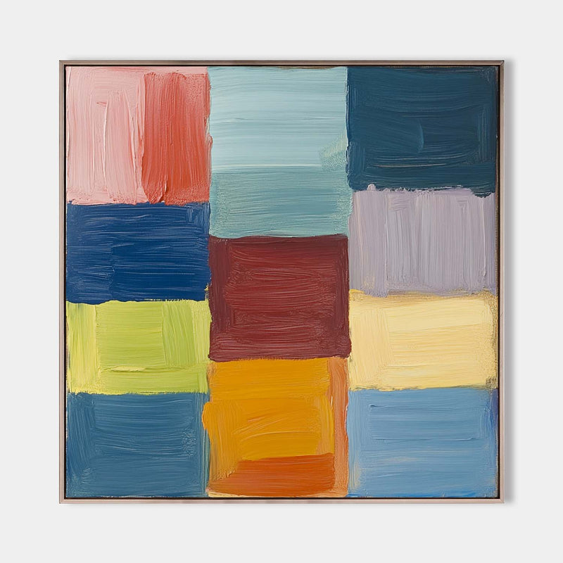 Colorful Texture Art Colorful Plaster Painting Large Square Textured Canvas Art Livingroom Wall Art