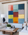 Colorful Texture Art Colorful Plaster Painting Large Square Textured Canvas Art Livingroom Wall Art
