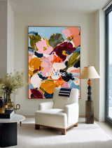 Colorful Urban Contemporary Flower Wall Art - Hand-Drawn Masterpiece