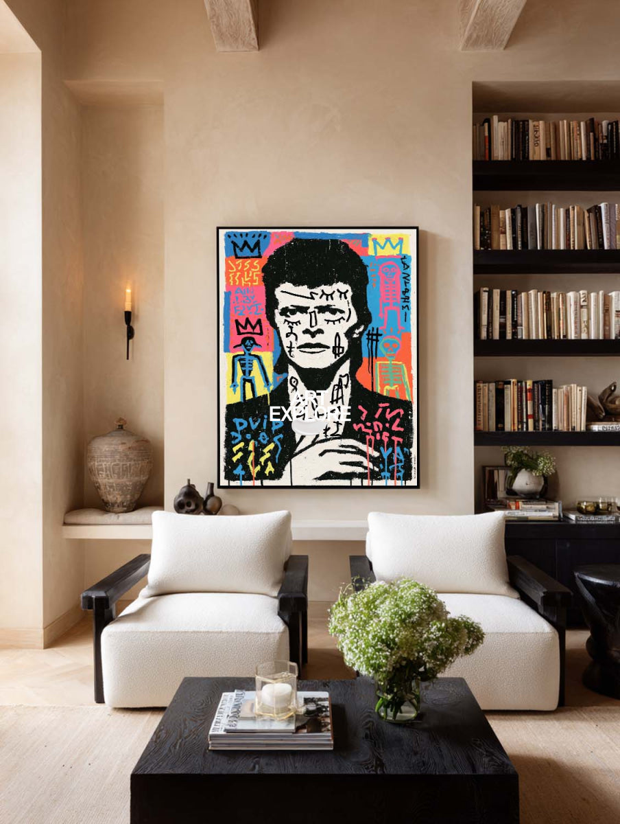 David Bowie Graffiti Portrait Canvas Painting Hand-Painted Pop Art Wall Art