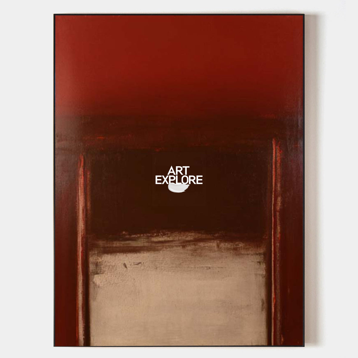 Abstract Red And Beige Minimalist Canvas Painting For Modern Walls