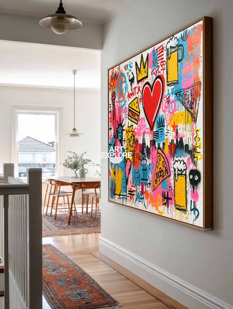 Colorful Graffiti Wall Art For Modern Living Room And Game Room