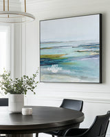 Contemporary Blue Water Landscape Art, Textured Oil on Canvas – ArtExplore