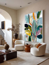 Contemporary Botanical Abstract Painting Custom Large Wall Art