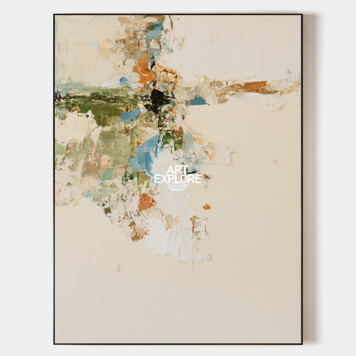 Original Beige Abstract Painting With Expressive Brushstrokes