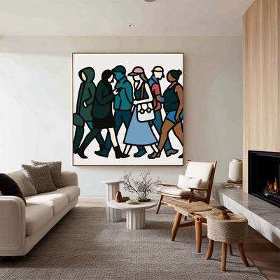 Contemporary Pop Art for Large Walls – Graphic Street-Inspired Group Scene in Bold Colors
