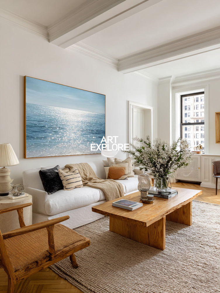 Contemporary Radiant Seascape Large Ready to Hang Coastal Art