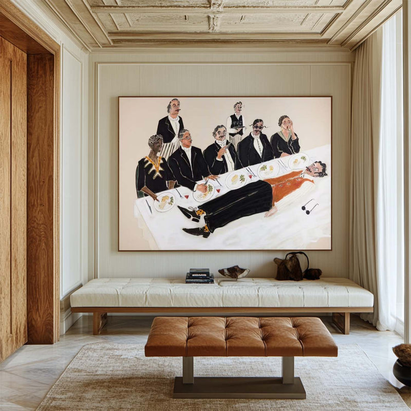 Contemporary Realistic Canvas for Lounge | Humor Painting for Large Spaces