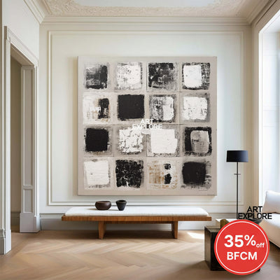 Contemporary Square Abstract Oil Painting | Wabi-Sabi Wall Decor | ArtExplore