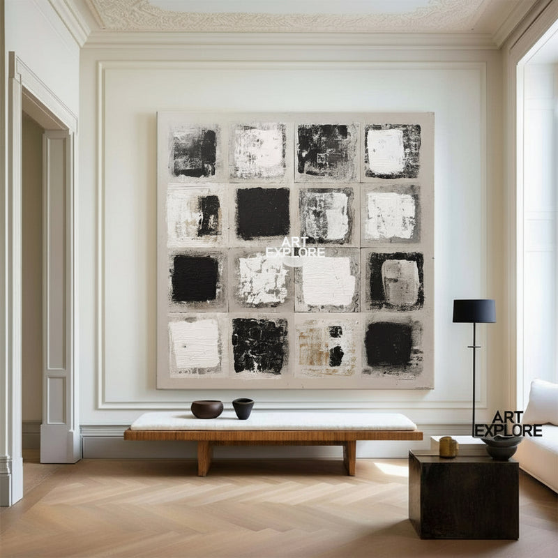 Contemporary Square Abstract Oil Painting | Wabi-Sabi Wall Decor | ArtExplore