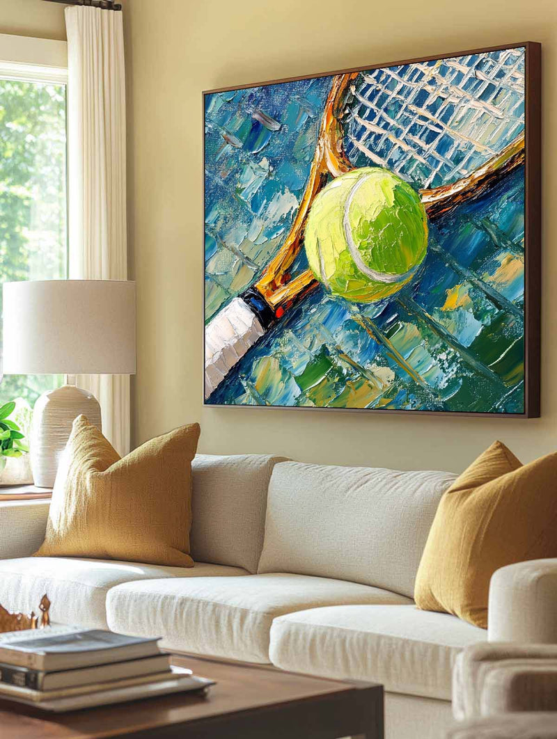 Contemporary Tennis Textured Fine Art Tennis Sport Art Painting Modern Sport Wall Art For Sale