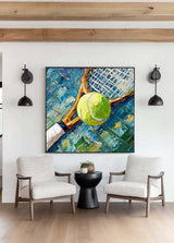 Contemporary Tennis Textured Fine Art Tennis Sport Art Painting Modern Sport Wall Art For Sale