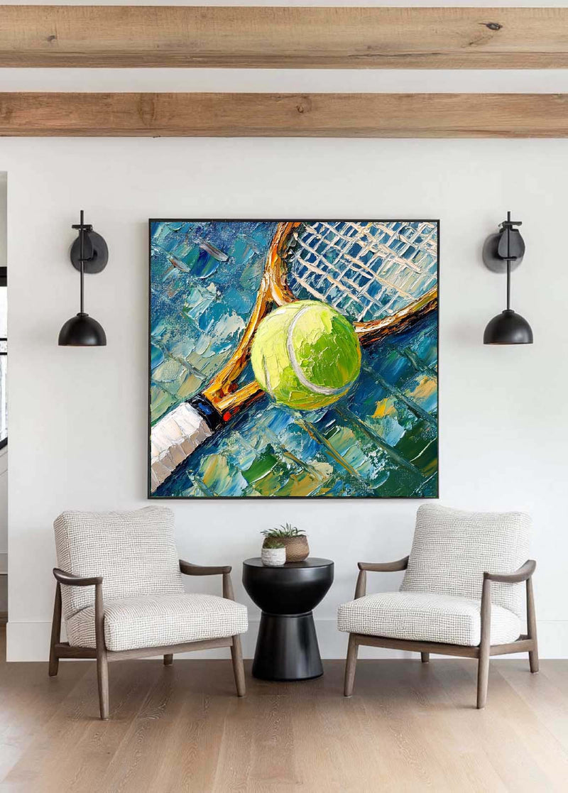 Contemporary Tennis Textured Fine Art Tennis Sport Art Painting Modern Sport Wall Art For Sale