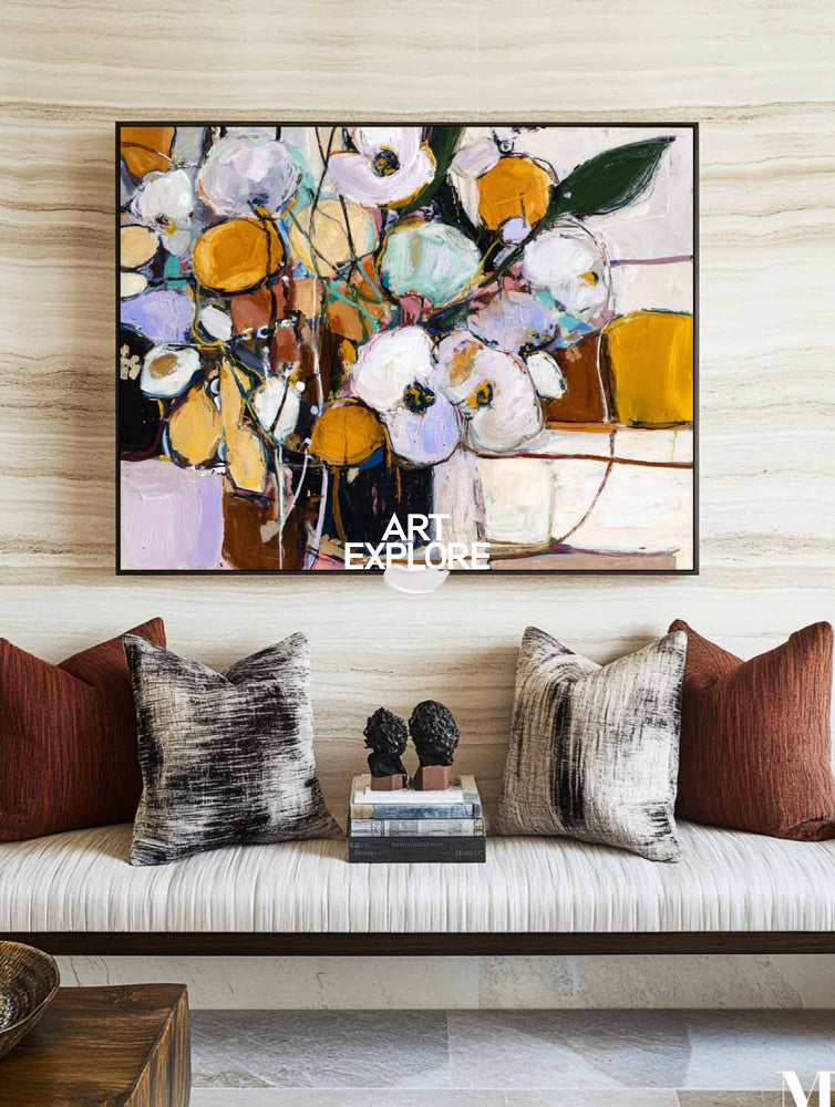 Contemporary Vibrant Floral Abstract - Custom Extra Large Wall Art