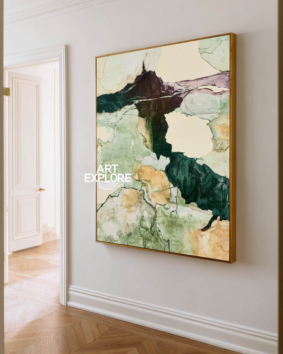 Abstract Green Landscape Canvas Painting Hand-Painted Wall Art For Modern Home