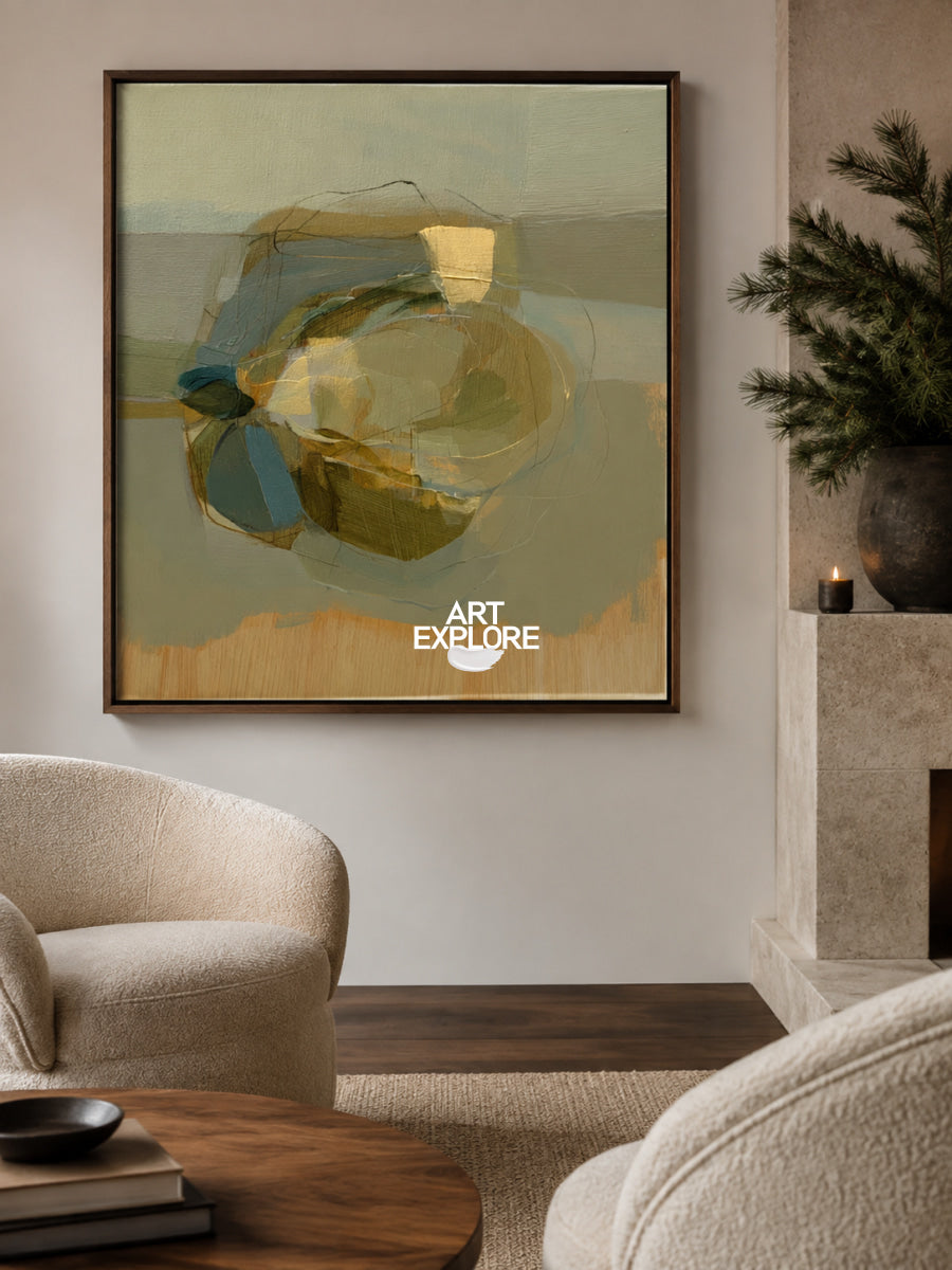 Modern Minimalist Wall Art For Living Room Green Abstract Decor