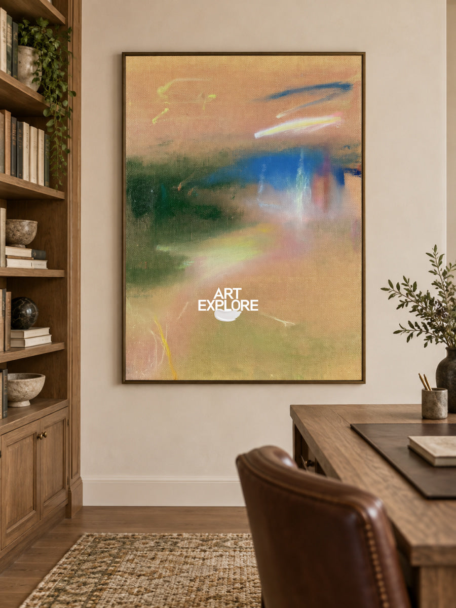 Abstract Brown And Blue Canvas Painting Hand-Painted Wall Art For Modern Home