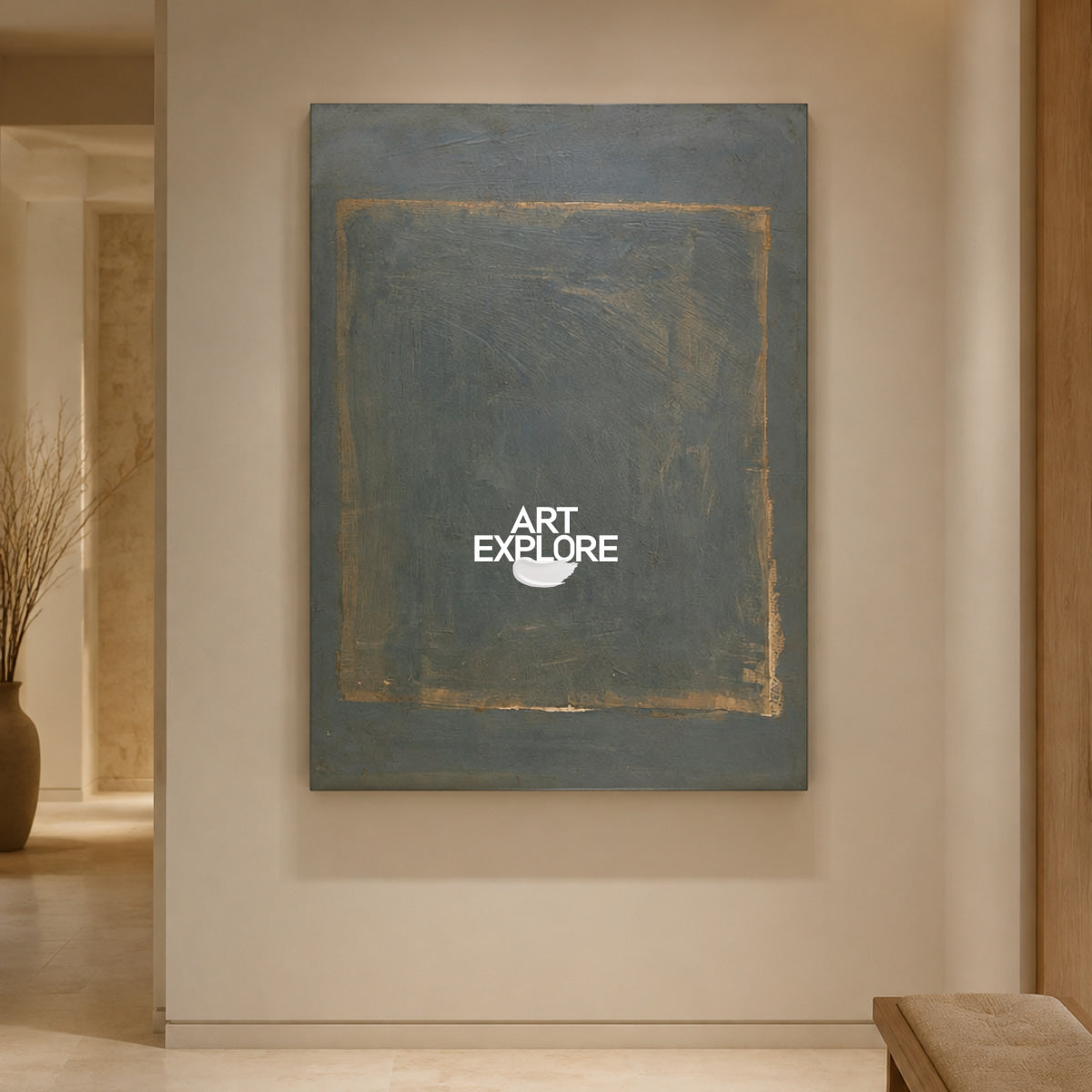 Modern Minimalist Abstract Art Brown Gray Tones Original Handmade Canvas Decor