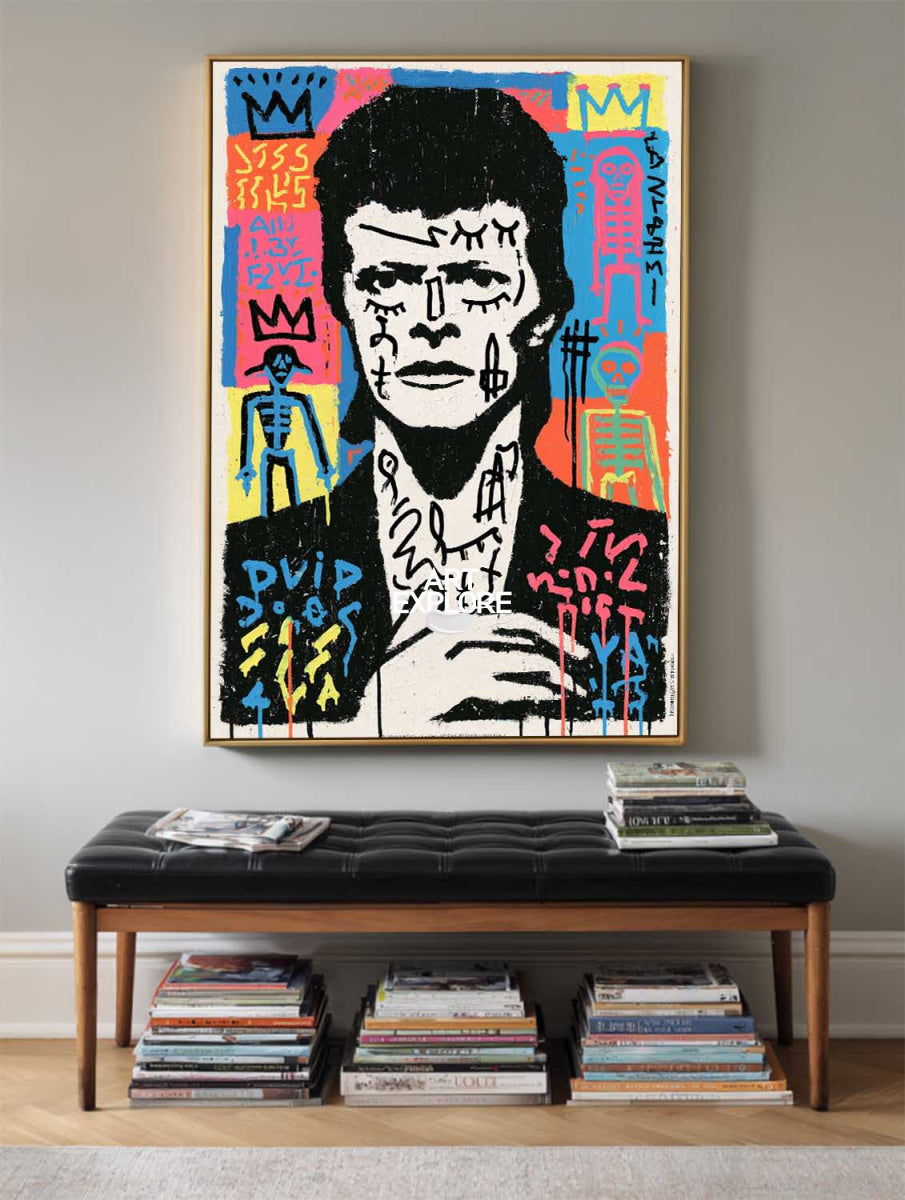 David Bowie Graffiti Portrait Canvas Painting Hand-Painted Pop Art Wall Art