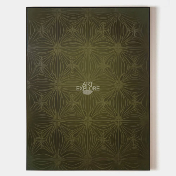 Dark Green Boho Wall Art, Large Minimalist Canvas Painting | ArtExplore