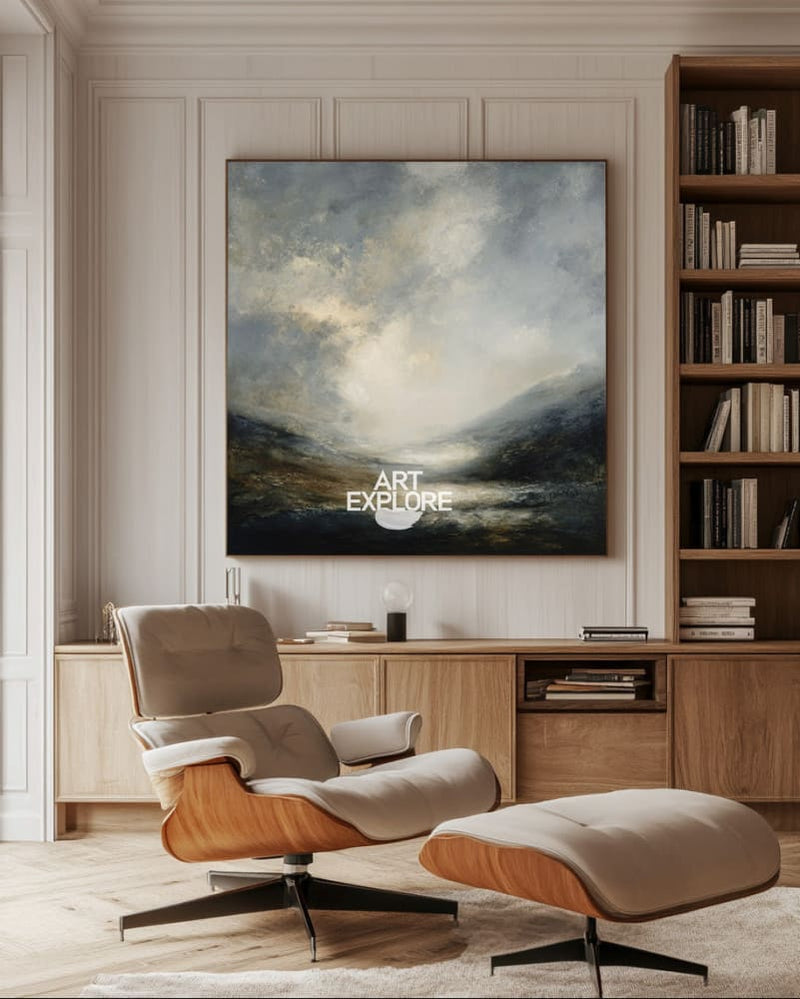 Dawn Lake Abstract Landscape | Large Handmade Canvas Art | ArtExplore