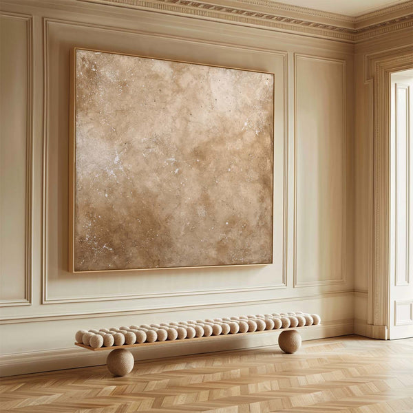 Earthy Brown Wabi-Sabi Wall Art, Textured Canvas Painting for Hallway or Lounge – ArtExplore