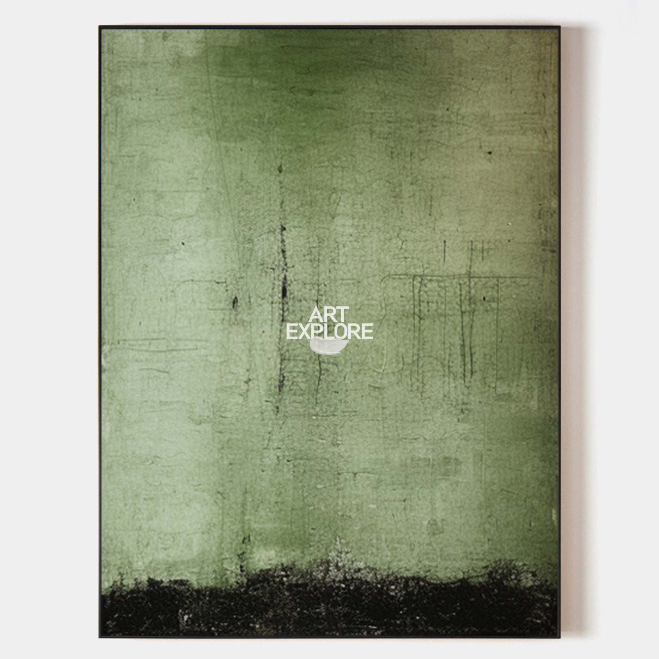 Wabi Sabi Green Painting Green Canvas Wall Art Green Minimalist Wall Art For Sale