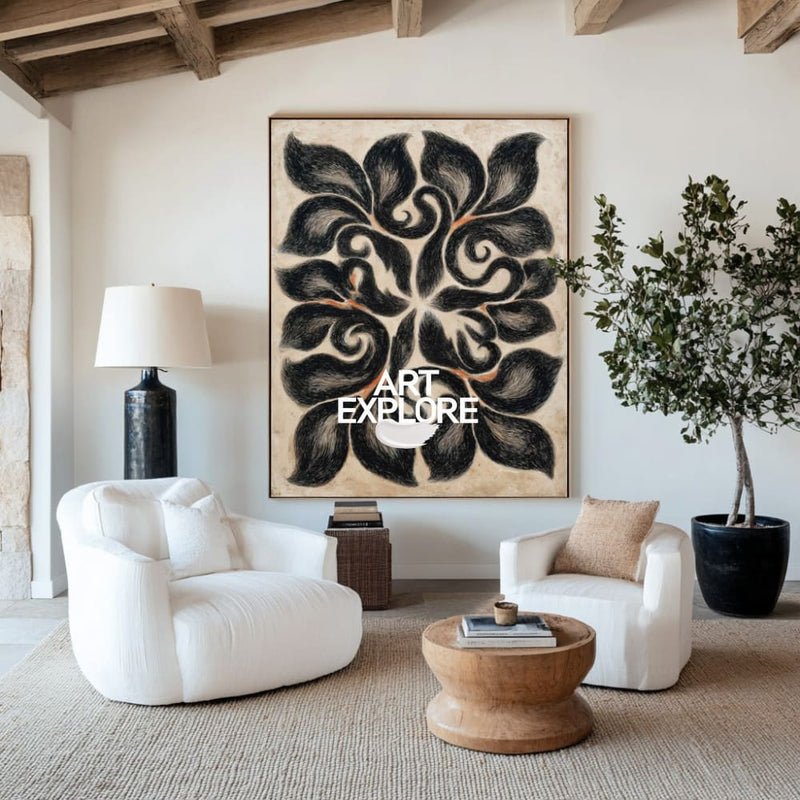 Elegant Beige & Black Boho Art for Bedroom or Lounge | ArtExplore