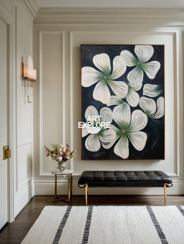 Elegant Boho Flower Art in Black & White for Modern Interiors | ArtExplore