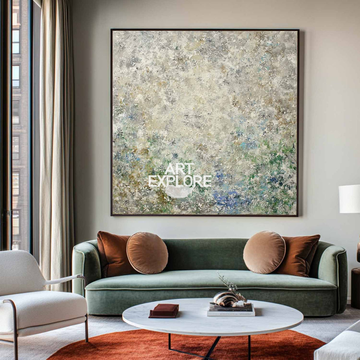Elegant Sage Green Minimalist Painting, Natural Texture Canvas – ArtExplore