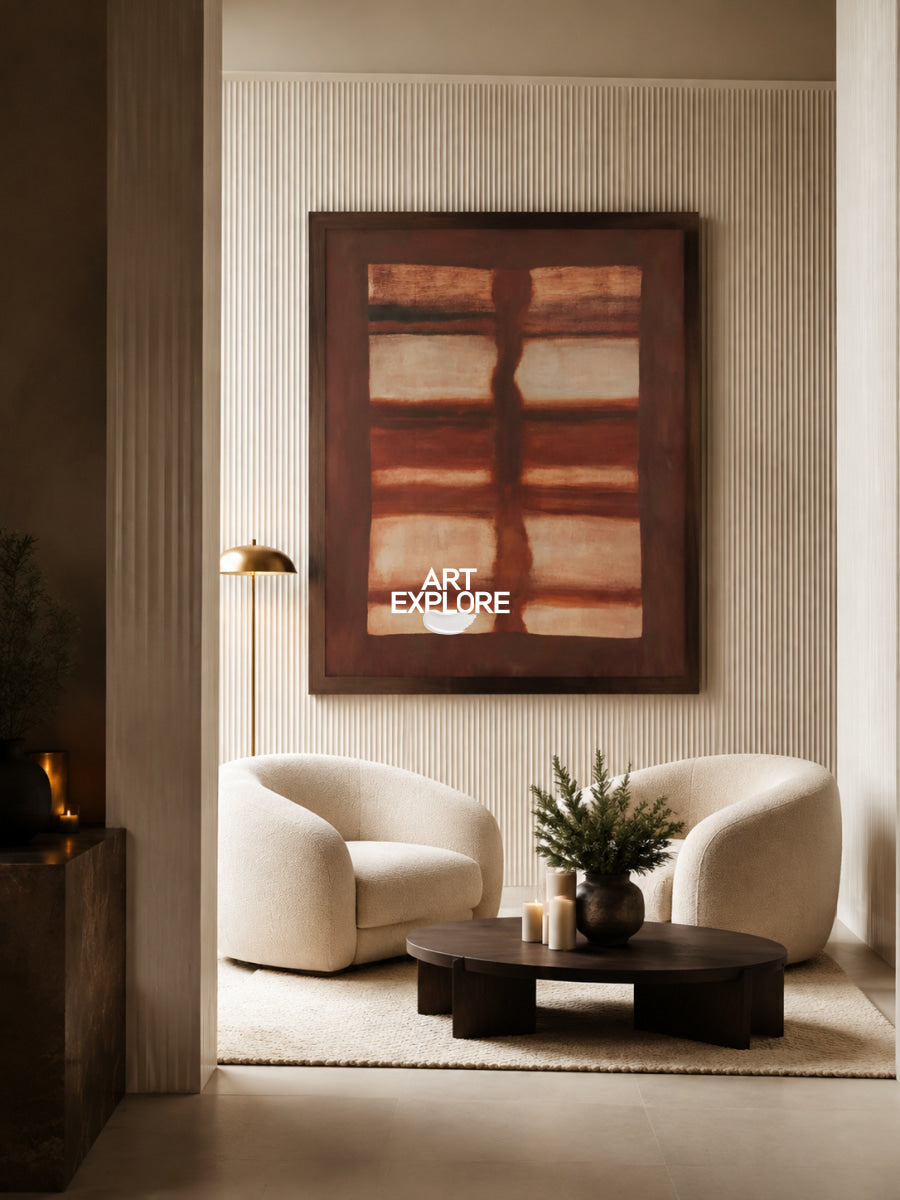Abstract Red And Beige Minimalist Canvas Painting Hand-Painted Wall Art