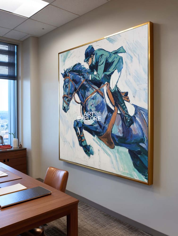 Equestrian Oil Painting | Large Textured Horse Racing Wall Art ArtExplore