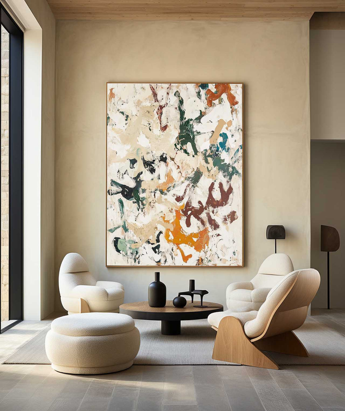 Large Beige Texture Paintings Beige Minimalist Wall Art Oversized Beige Abstract Fine Art For Sale