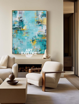 Extra Large Handmade Blue Wall Art for Office or Lounge - ArtExplore