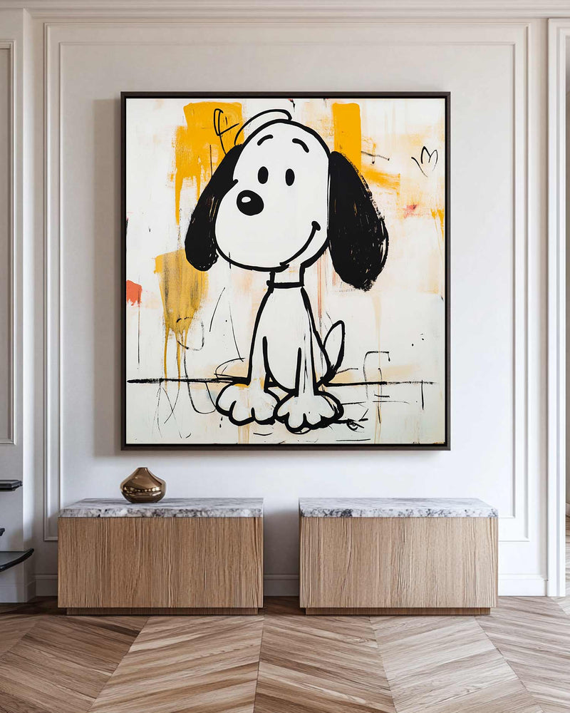 Extra Large Snoopy Graffiti Oil Painting Snoopy Graffiti Wall Art Modern Texture Snoopy Canvas Art