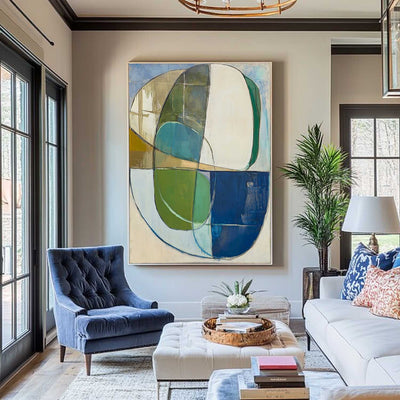 Extra Large Turquoise Texture Painting Blue Abstract Canvas Art Modern Green Texture Paintings