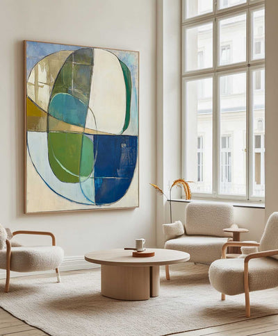 Extra Large Turquoise Texture Painting Blue Abstract Canvas Art Modern Green Texture Paintings