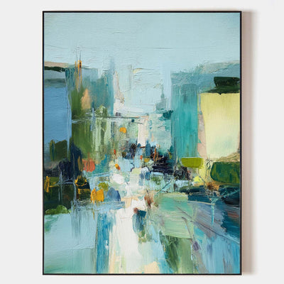 Extra Large Turquoise Texture Painting Blue Abstract Canvas Art Modern Texture Painting For Sale