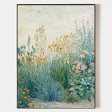 Floral Garden Landscape Oil Painting | Handmade Vertical Wall Art | ArtExplore