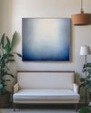 Framed Blue Wabi-Sabi Oil Painting for Vertical Wall Spaces | Large Canvas | ArtExplore