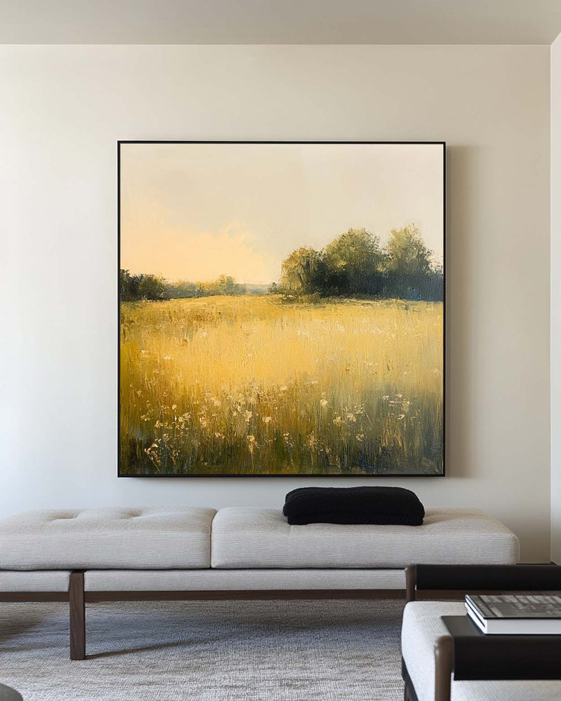 Green Field Painting Large Green Fields Wall Art Large Landscape Art Modern Fine Art For Livingroom